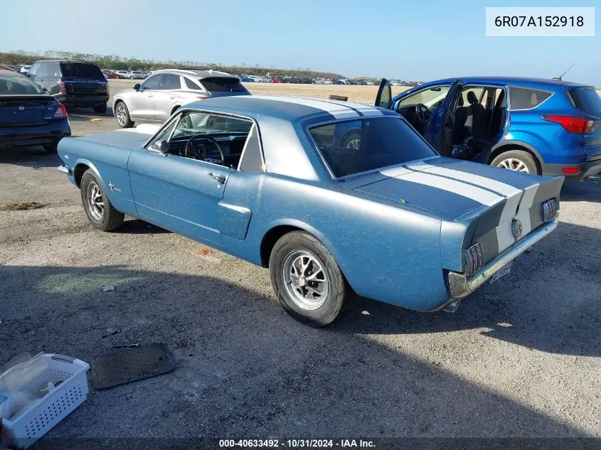 1966 Ford Mustang VIN: 6R07A152918 Lot: 40633492