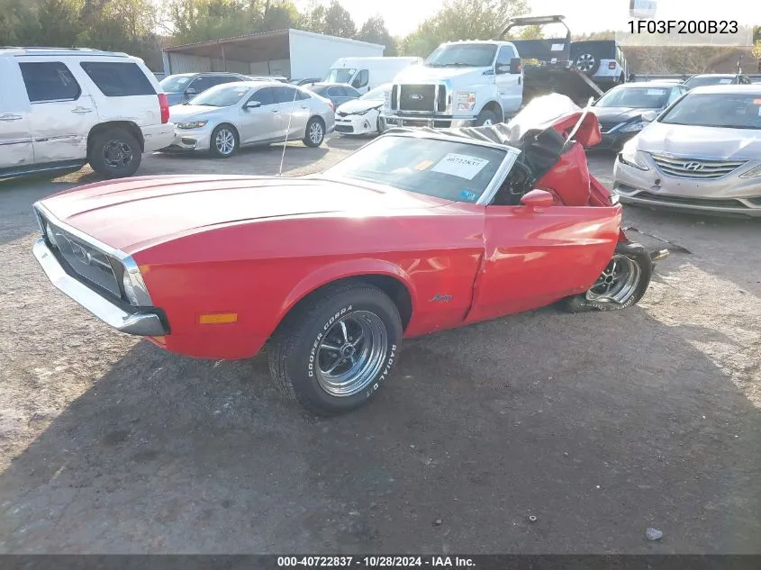 1972 Ford Mustang VIN: 1F03F200B23 Lot: 40722837