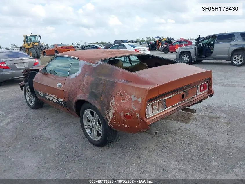 1973 Ford Mustang VIN: 3F05H178430 Lot: 40739626