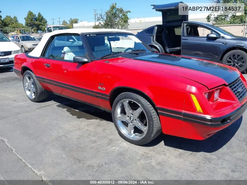 1FABP27M2EF184537 1984 Ford Mustang Glx