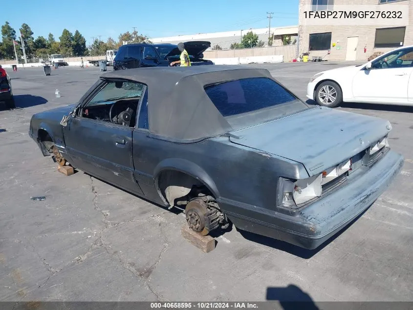 1986 Ford Mustang Lx/Gt VIN: 1FABP27M9GF276232 Lot: 40658595