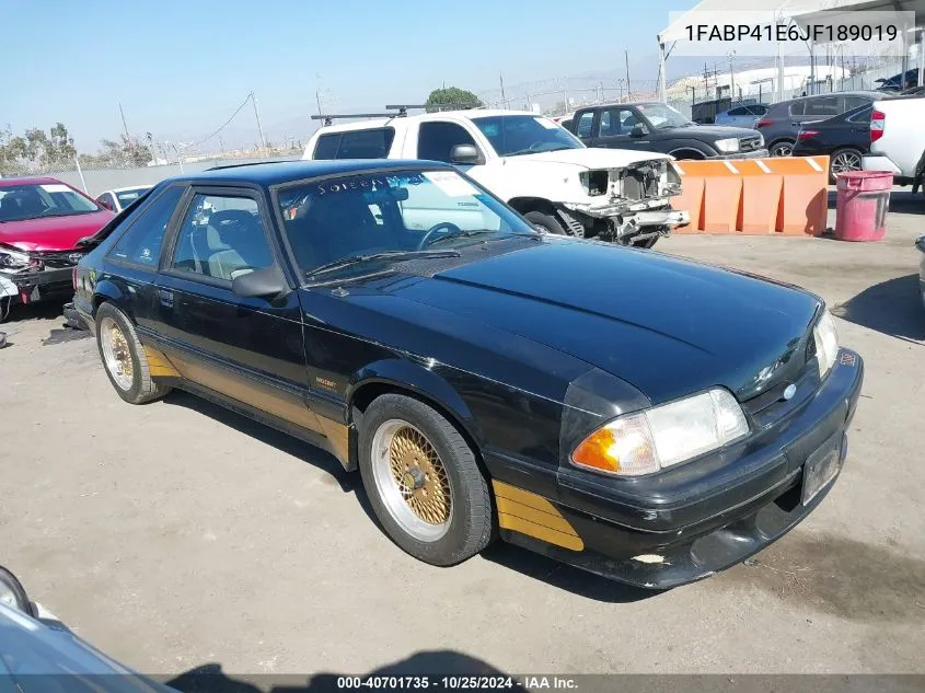 1988 Ford Mustang Lx VIN: 1FABP41E6JF189019 Lot: 40701735