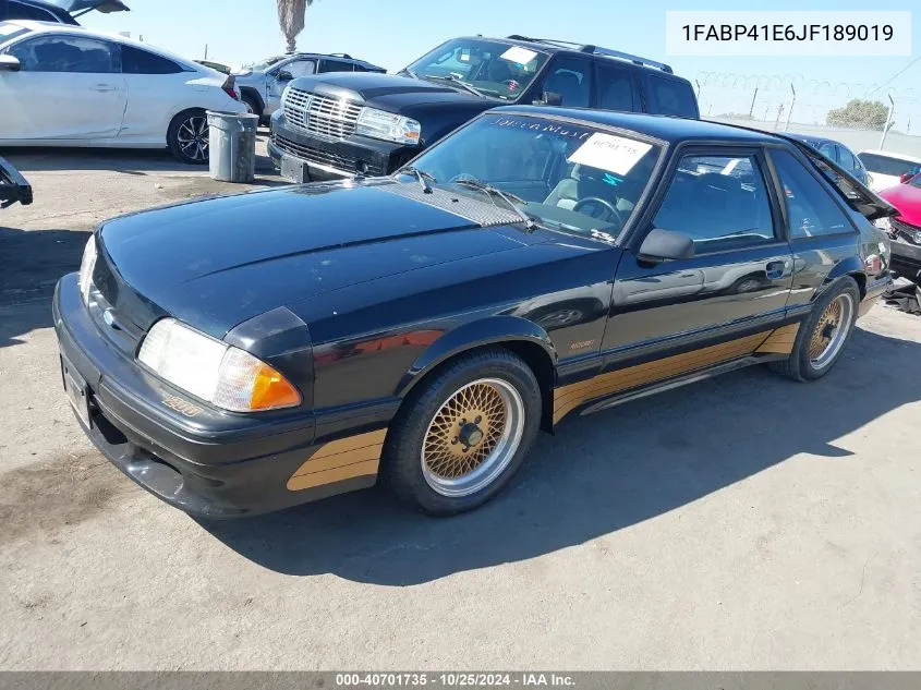 1988 Ford Mustang Lx VIN: 1FABP41E6JF189019 Lot: 40701735