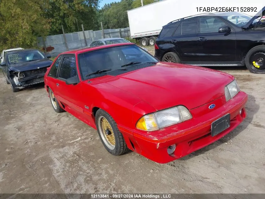 1989 Ford Mustang VIN: 1FABP42E6KF152892 Lot: 12113841