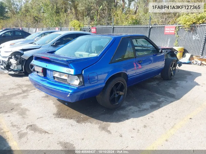 1989 Ford Mustang Lx VIN: 1FABP41A3KF127365 Lot: 40548437