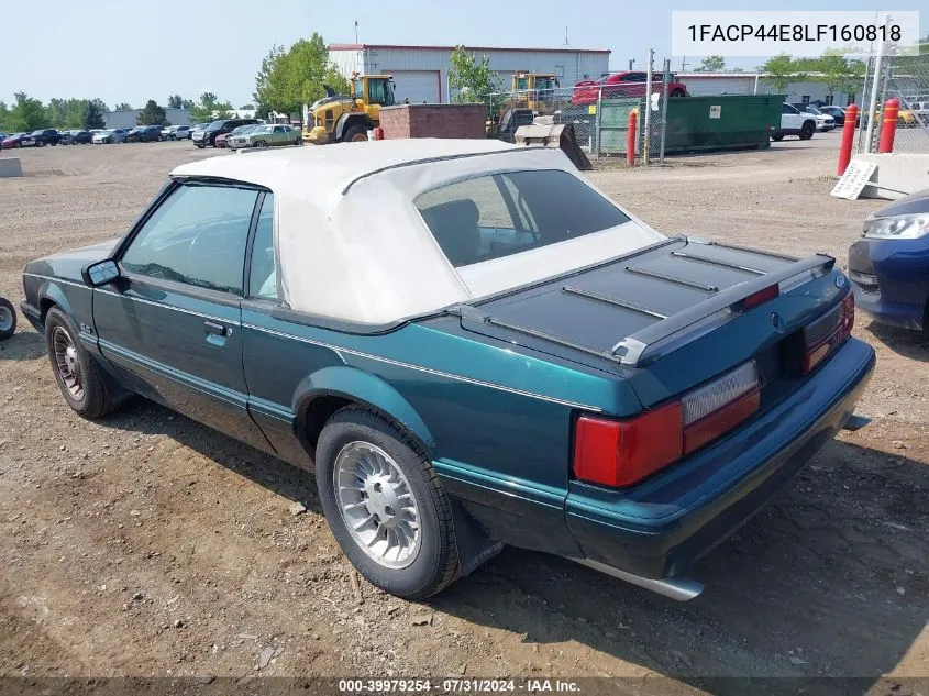 1990 Ford Mustang Lx VIN: 1FACP44E8LF160818 Lot: 39979254