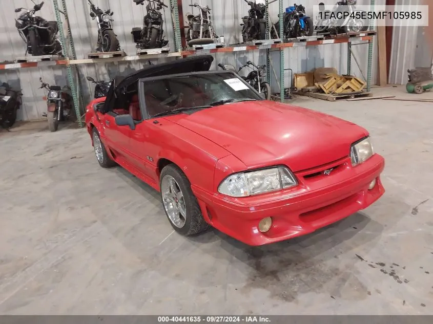 1991 Ford Mustang Gt/Cobra Gt VIN: 1FACP45E5MF105985 Lot: 40441635