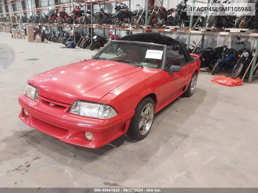 1991 Ford Mustang Gt/Cobra Gt VIN: 1FACP45E5MF105985 Lot: 40441635