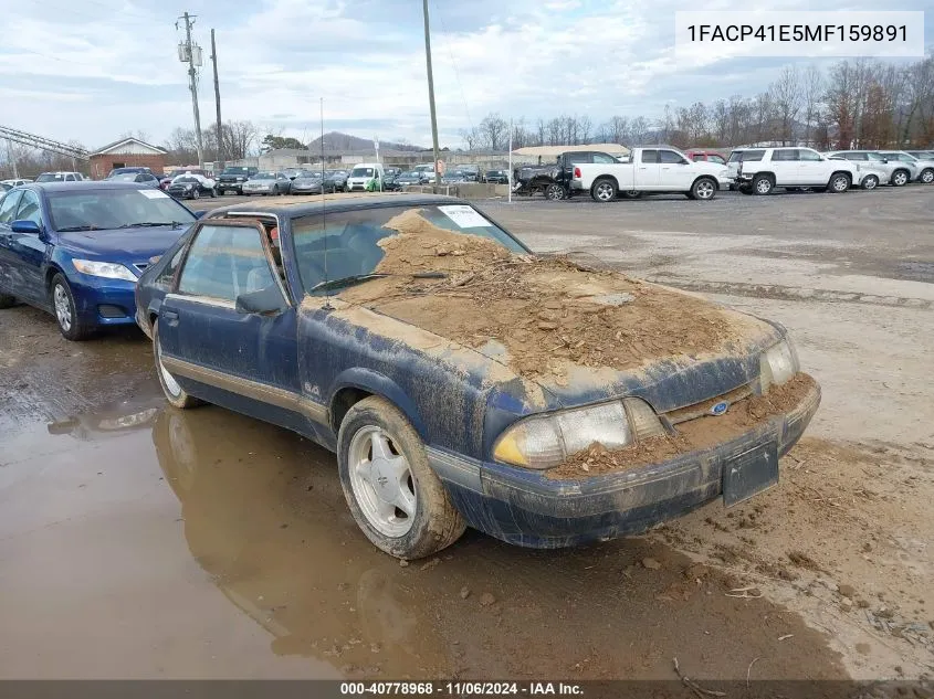 1991 Ford Mustang Lx VIN: 1FACP41E5MF159891 Lot: 40778968