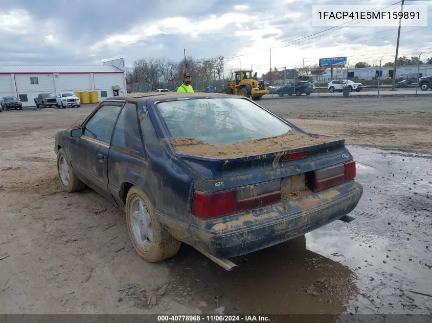 1991 Ford Mustang Lx VIN: 1FACP41E5MF159891 Lot: 40778968