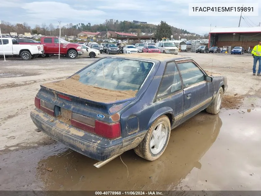 1991 Ford Mustang Lx VIN: 1FACP41E5MF159891 Lot: 40778968