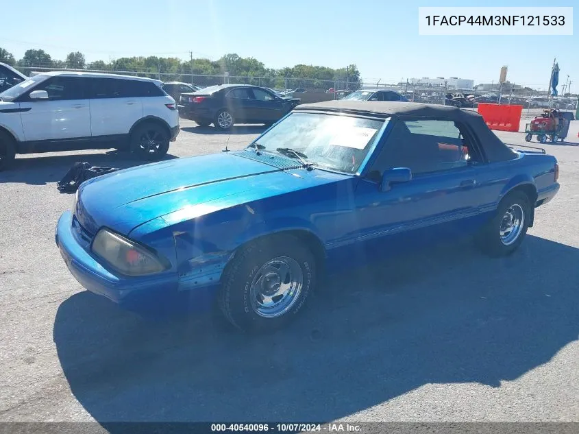 1992 Ford Mustang Lx VIN: 1FACP44M3NF121533 Lot: 40540096