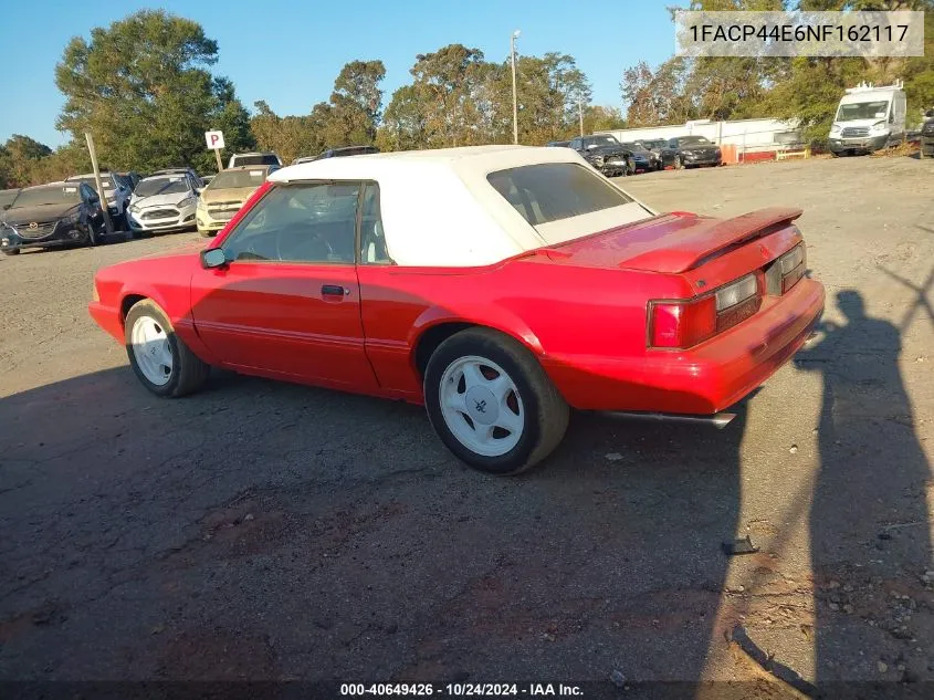 1992 Ford Mustang Lx VIN: 1FACP44E6NF162117 Lot: 40649426