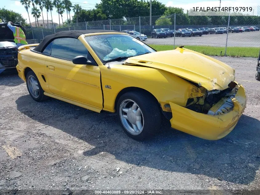 1994 Ford Mustang Gt VIN: 1FALP45T4RF197919 Lot: 40403889