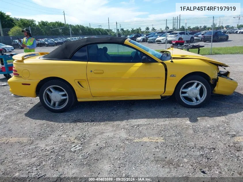 1994 Ford Mustang Gt VIN: 1FALP45T4RF197919 Lot: 40403889