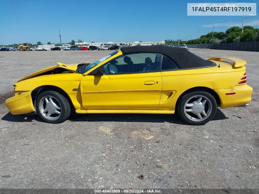 1994 Ford Mustang Gt VIN: 1FALP45T4RF197919 Lot: 40403889