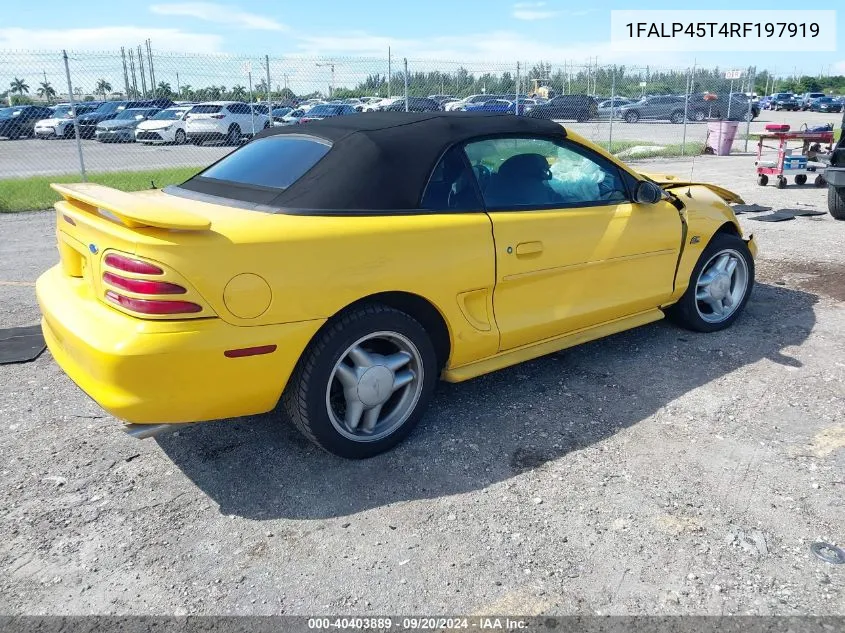 1994 Ford Mustang Gt VIN: 1FALP45T4RF197919 Lot: 40403889