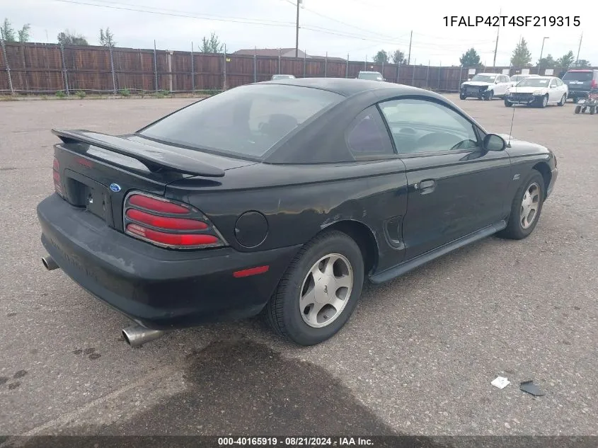 1995 Ford Mustang Gt/Gts VIN: 1FALP42T4SF219315 Lot: 40165919