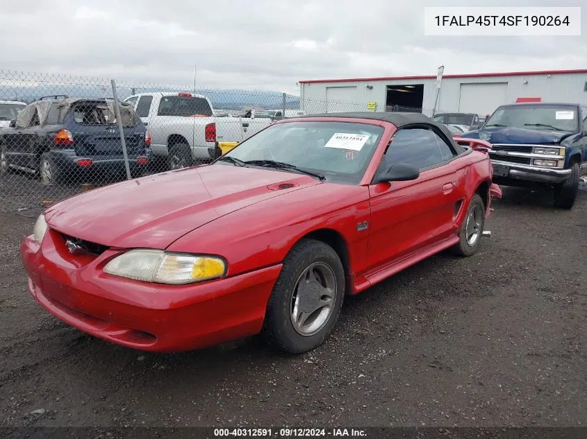 1995 Ford Mustang Gt/Gts VIN: 1FALP45T4SF190264 Lot: 40312591