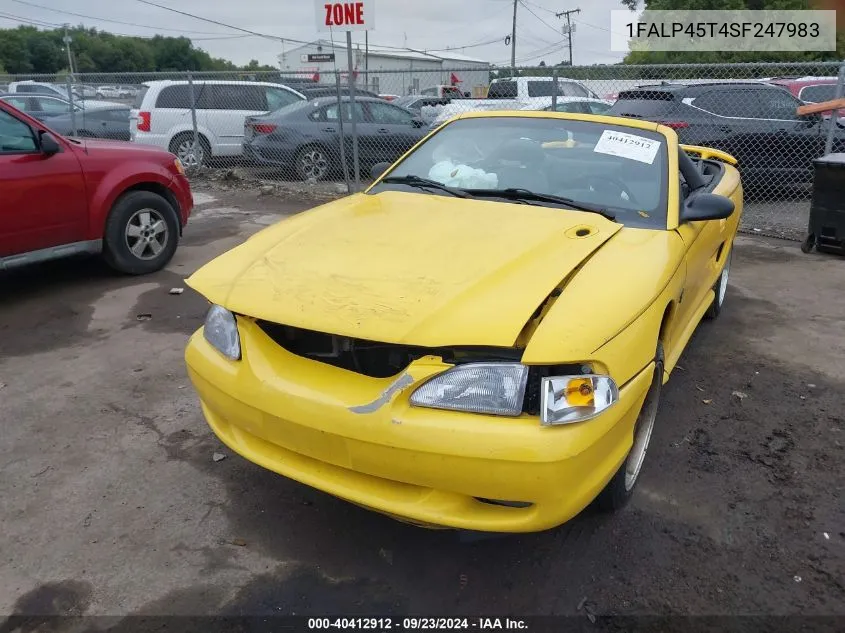 1995 Ford Mustang Gt/Gts VIN: 1FALP45T4SF247983 Lot: 40412912