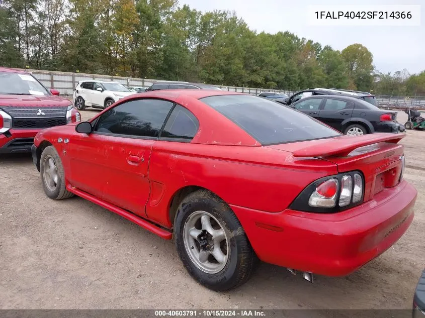 1995 Ford Mustang VIN: 1FALP4042SF214366 Lot: 40603791