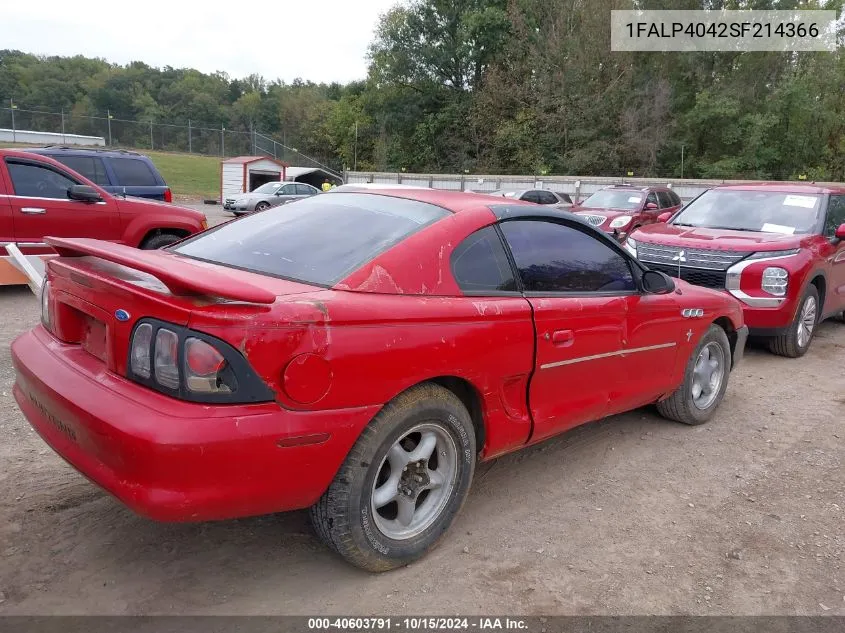 1995 Ford Mustang VIN: 1FALP4042SF214366 Lot: 40603791