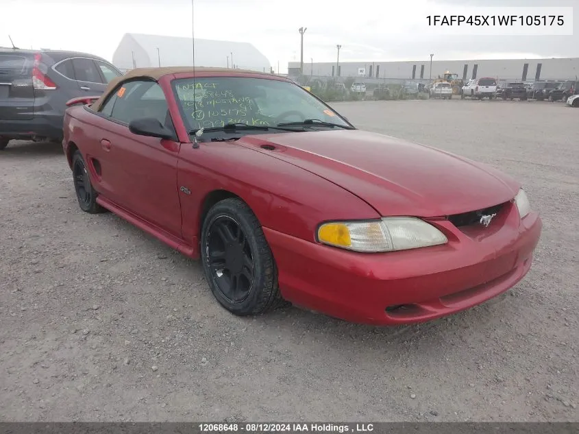 1998 Ford Mustang Gt VIN: 1FAFP45X1WF105175 Lot: 12068648