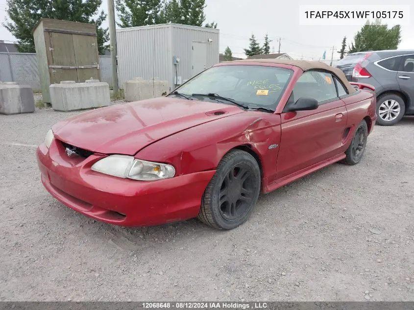 1998 Ford Mustang Gt VIN: 1FAFP45X1WF105175 Lot: 12068648