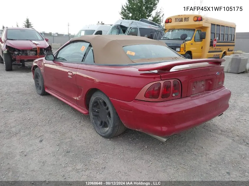 1998 Ford Mustang Gt VIN: 1FAFP45X1WF105175 Lot: 12068648