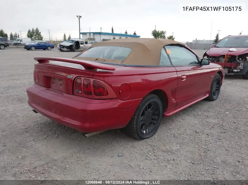 1998 Ford Mustang Gt VIN: 1FAFP45X1WF105175 Lot: 12068648