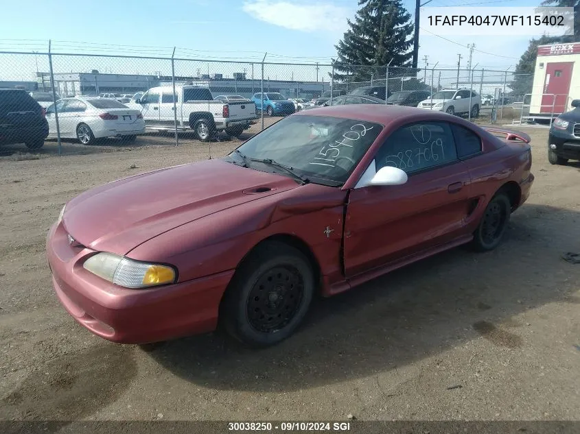 1998 Ford Mustang VIN: 1FAFP4047WF115402 Lot: 30038250