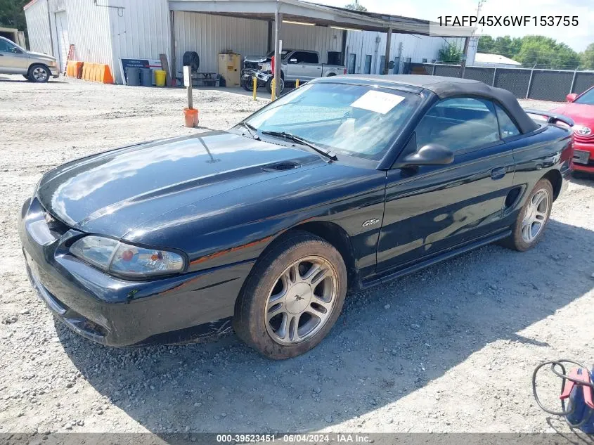 1998 Ford Mustang Gt VIN: 1FAFP45X6WF153755 Lot: 39523451