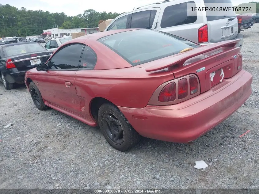 1998 Ford Mustang VIN: 1FAFP4048WF168724 Lot: 39928870