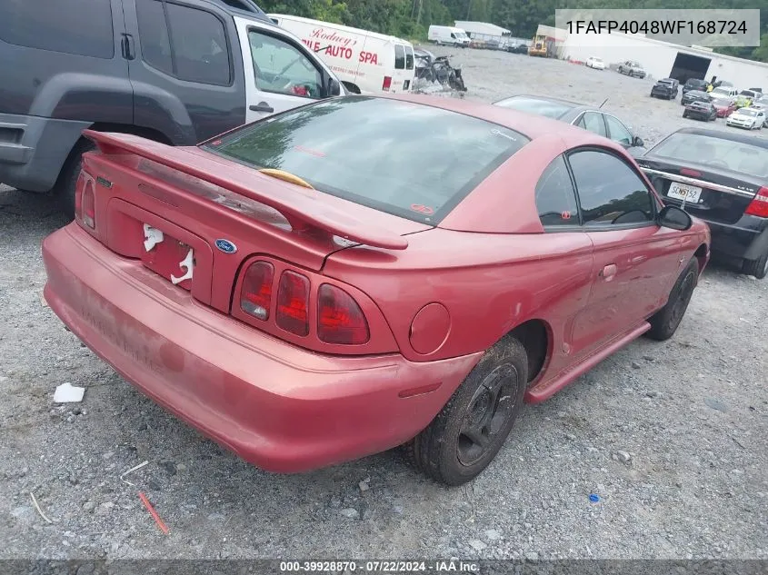 1998 Ford Mustang VIN: 1FAFP4048WF168724 Lot: 39928870