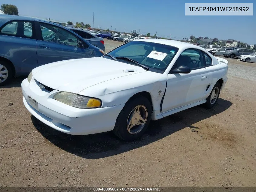 1998 Ford Mustang VIN: 1FAFP4041WF258992 Lot: 40085687