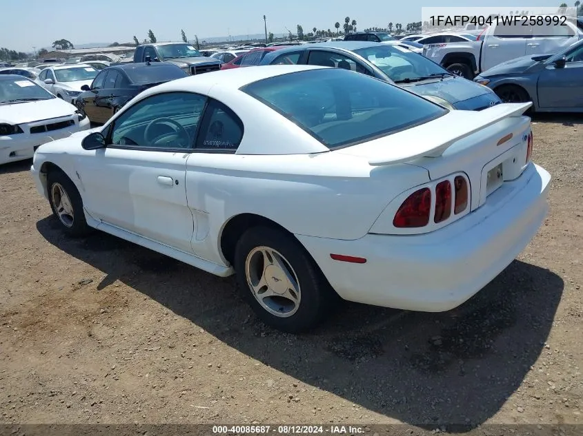 1998 Ford Mustang VIN: 1FAFP4041WF258992 Lot: 40085687