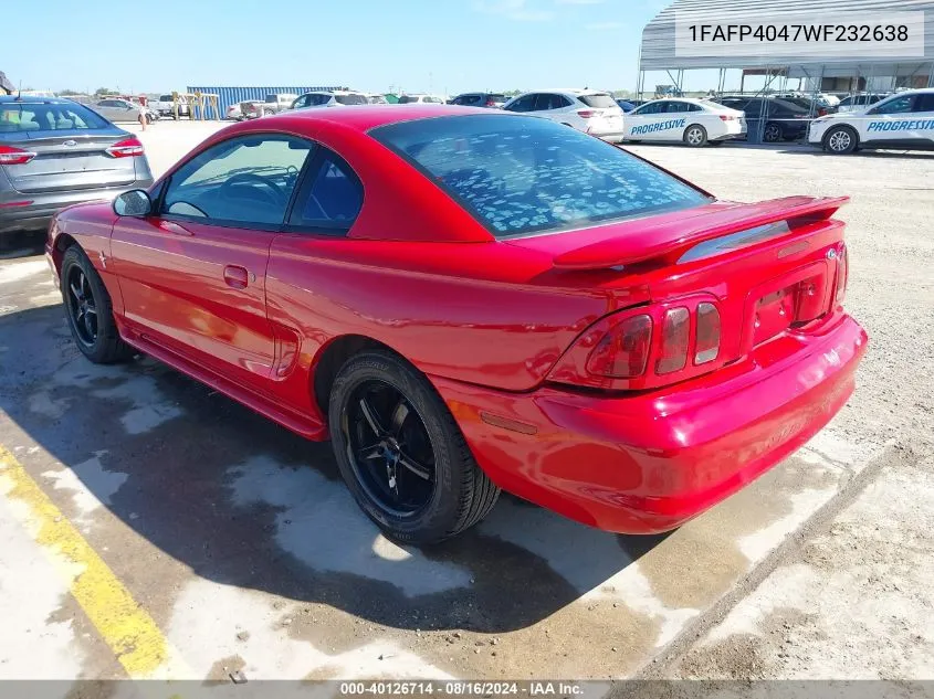 1998 Ford Mustang VIN: 1FAFP4047WF232638 Lot: 40126714