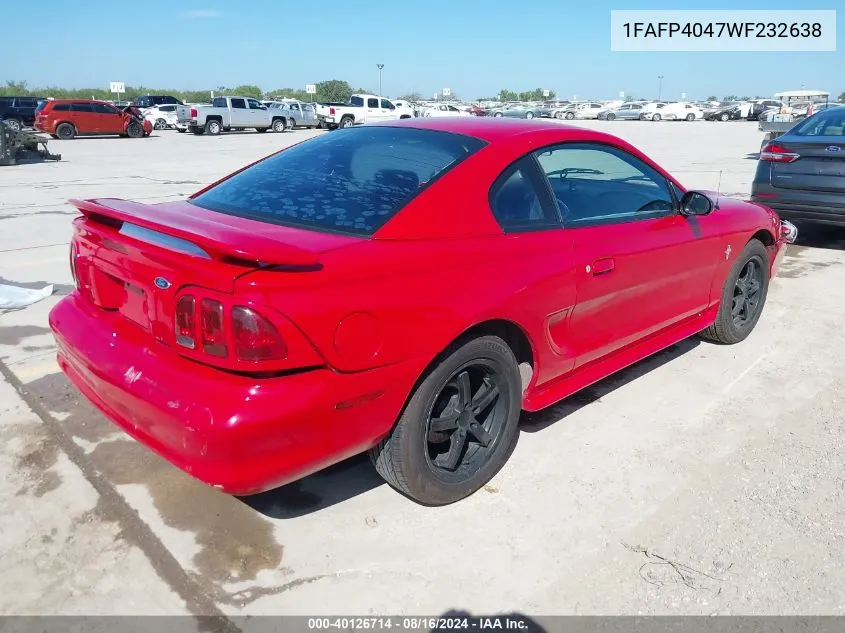 1998 Ford Mustang VIN: 1FAFP4047WF232638 Lot: 40126714