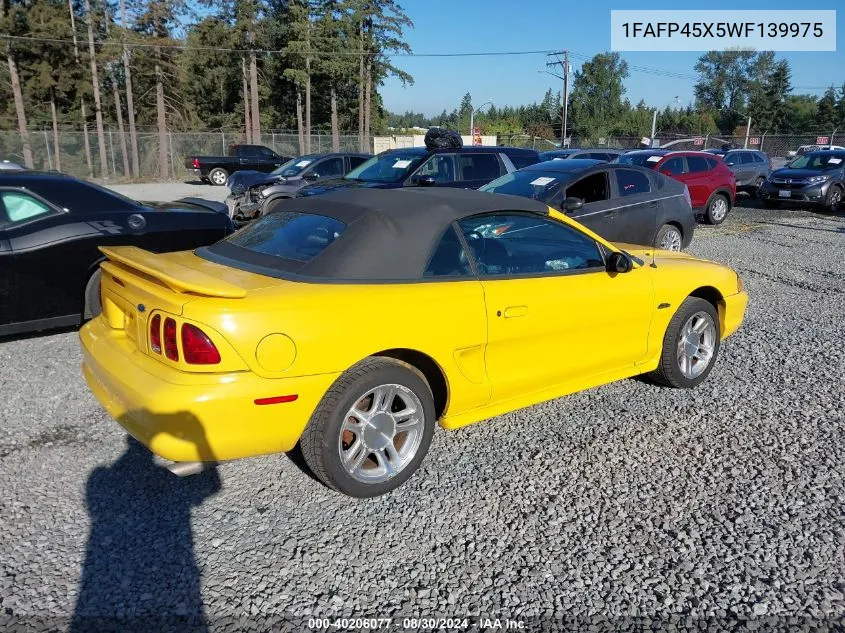 1998 Ford Mustang Gt VIN: 1FAFP45X5WF139975 Lot: 40206077