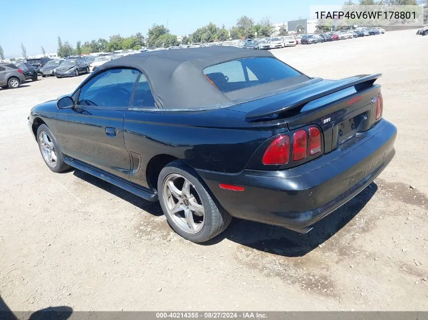 1998 Ford Mustang Svt Cobra VIN: 1FAFP46V6WF178801 Lot: 40214355