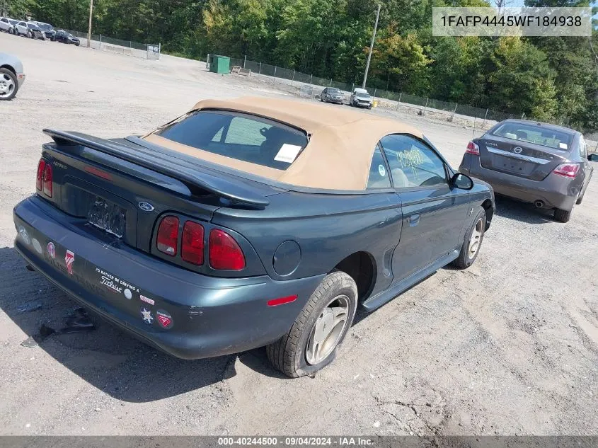 1998 Ford Mustang VIN: 1FAFP4445WF184938 Lot: 40244500