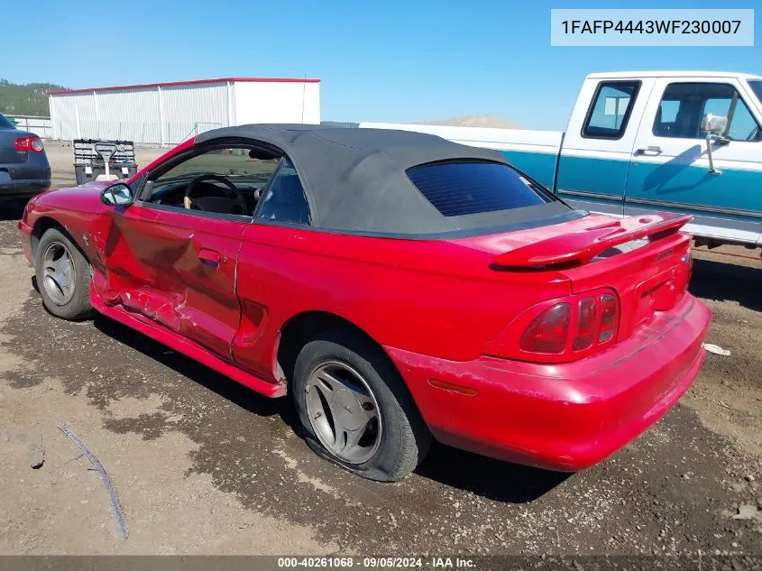 1998 Ford Mustang VIN: 1FAFP4443WF230007 Lot: 40261068