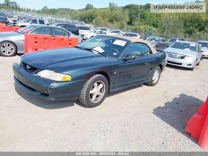 1FAFP45X8WF240492 1998 Ford Mustang Gt