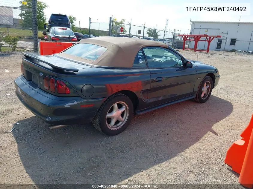 1998 Ford Mustang Gt VIN: 1FAFP45X8WF240492 Lot: 40261848