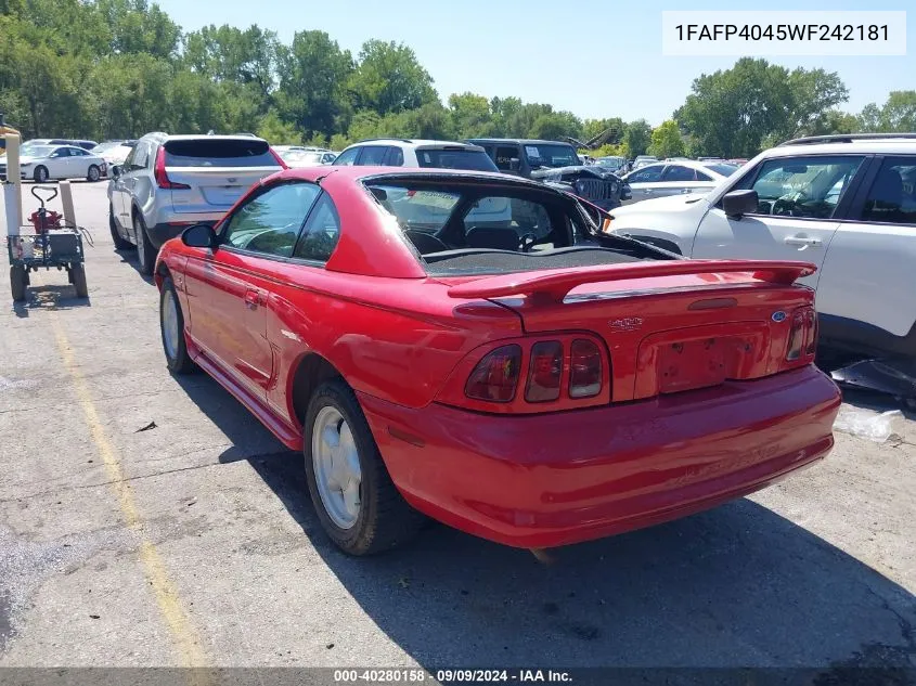 1998 Ford Mustang VIN: 1FAFP4045WF242181 Lot: 40280158