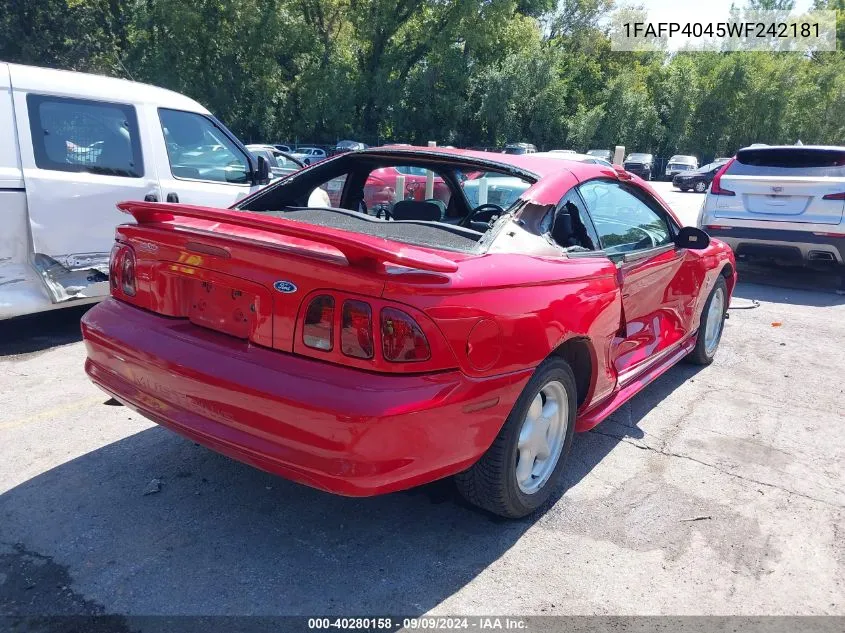 1998 Ford Mustang VIN: 1FAFP4045WF242181 Lot: 40280158