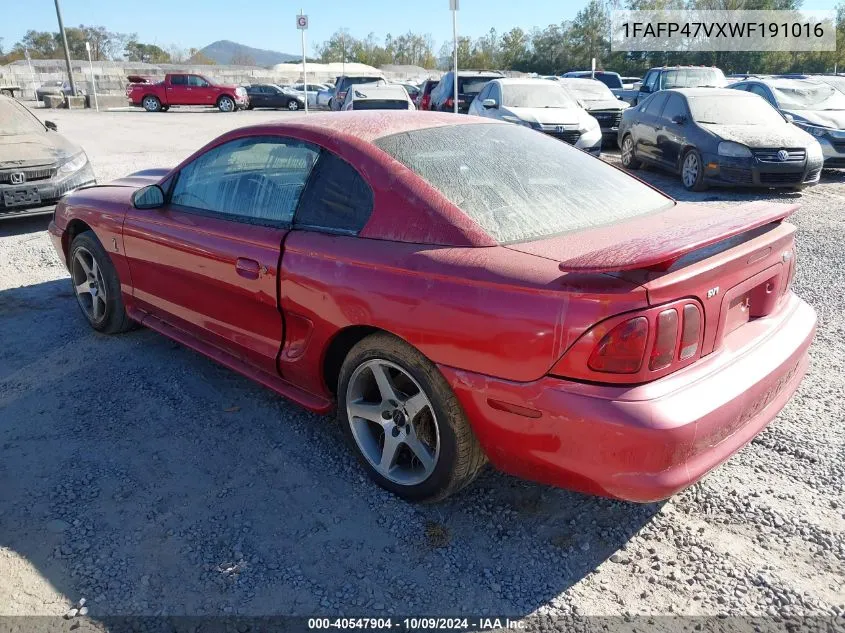 1998 Ford Mustang Cobra/Svt VIN: 1FAFP47VXWF191016 Lot: 40547904