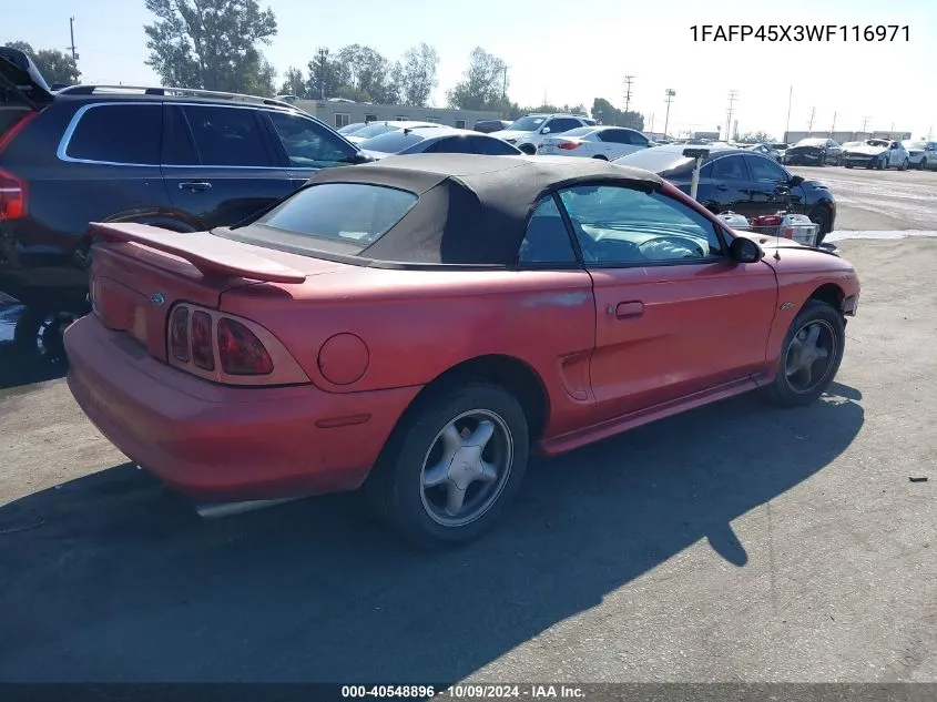 1998 Ford Mustang Gt VIN: 1FAFP45X3WF116971 Lot: 40548896