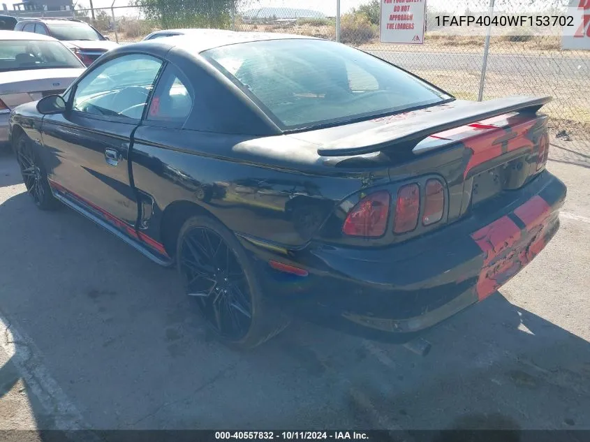 1998 Ford Mustang VIN: 1FAFP4040WF153702 Lot: 40557832