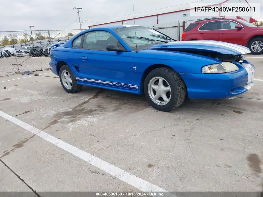 1998 Ford Mustang VIN: 1FAFP4040WF250611 Lot: 40596169